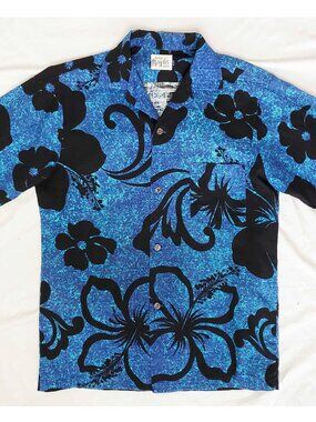 Vintage Evelyn Margolis Men's Shirt  60s Barkcloth Hawaiian Floral Aloha Tiki M